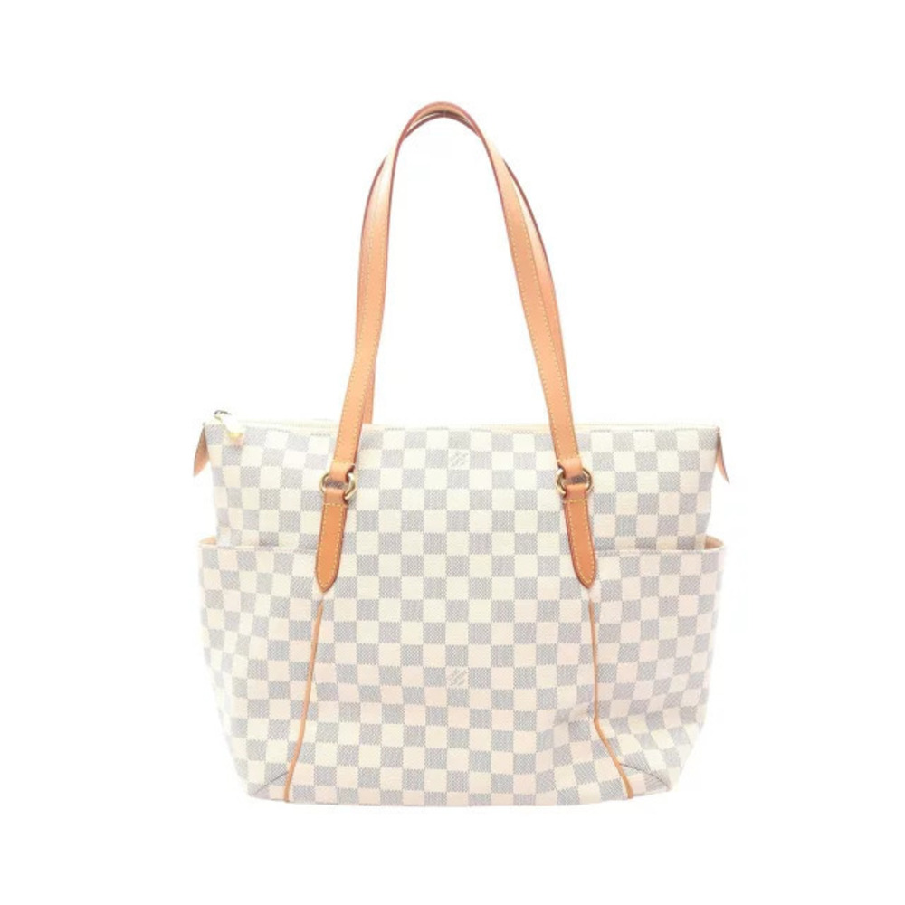 Louis Vuitton Totally Tote Bag Canvas Leather Damier Azur White